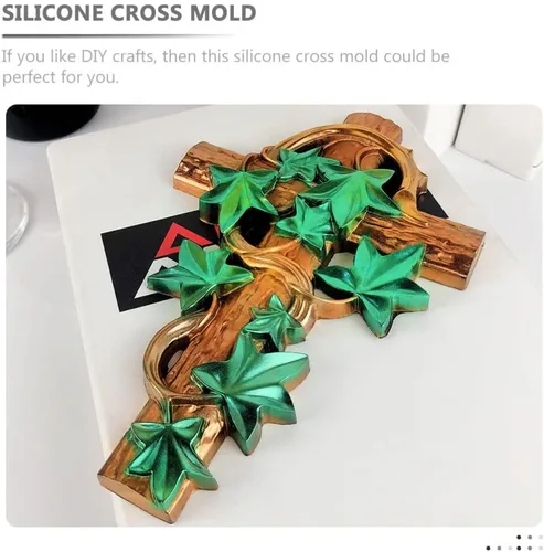 Miniatura 6 de OSALADI Vasos de paja Moldes de fundición de silicona en forma de cruz Molde epoxi Llavero de silicona de resina para bricolaje, collar, pulsera