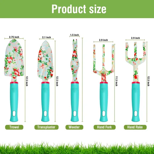 Miniatura 3 de Juego de Herramientas de Jardín WANCHI de 10 Piezas de Servicio Pesado Juego de Herramientas de Jardín Florales Regalos de Jardinería para Mujeres