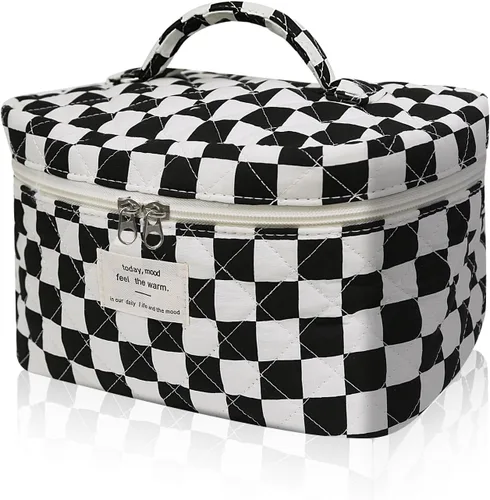 Miniatura 53 de Gosect Bolsa de maquillaje grande, bonita bolsa de cosméticos para mujeres y niñas, bolsa de aseo estética de coqueta floral, bolsa organizadora