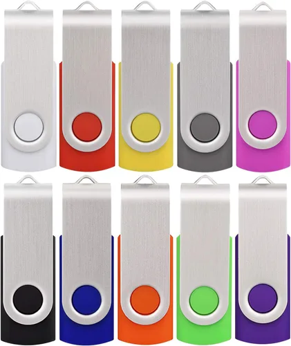 Miniatura 10 de Paquete de 5 unidades flash USB 2.0 giratorias de 4 GB, memoria a granel para almacenamiento de datos, negro/azul/naranja/verde/morado