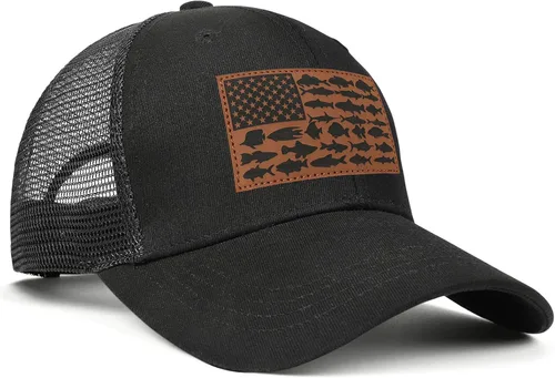 Miniatura 3 de Thy Thou Gorra de béisbol bordada con bandera de pez estadounidense para hombre, gorra de béisbol bordada de malla ajustable para regalo