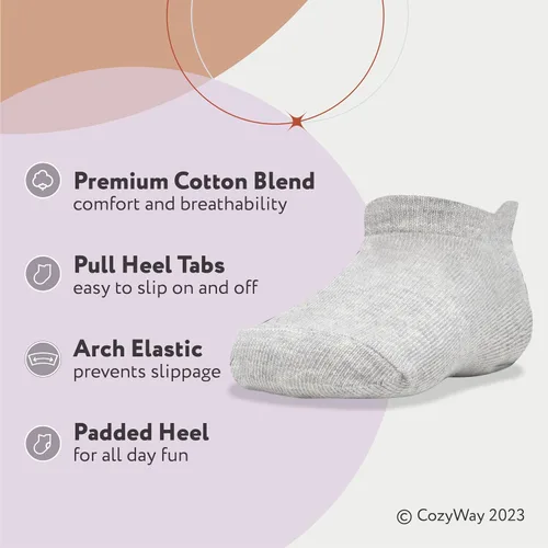 Miniatura 2 de CozyWay Baby & Toddler Socks Ankle Comfy Cotton Socks For Girls and Boys No Show Infant - 12 Pack