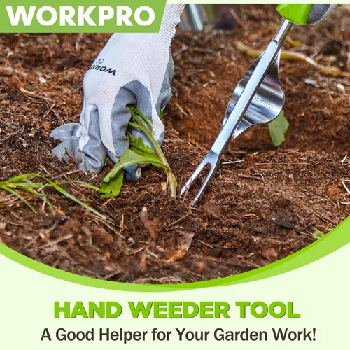 Miniatura 8 de WORKPRO Herramienta extractora de malezas, base de palanca de metal y horquillas en forma de V para una fácil eliminación de malezas y excavación