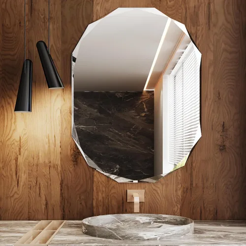 Miniatura 6 de AUYHM Espejo ovalado, espejo de baño pequeño de 20 x 28 pulgadas, espejos de baño, espejo negro para baño, espejos ovalados para baño, espejo