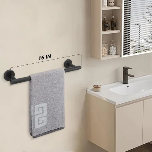 Miniatura 5 de NearMoon - Barra para toallas de baño, soporte de toalla de ducha de acero inoxidable grueso montado en la pared para baño, longitud total de 16