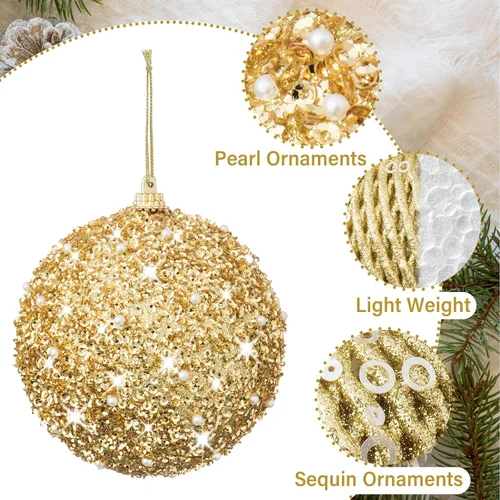 Miniatura 3 de Adornos de bola de Navidad de 3.15 pulgadas, con purpurina inastillable, adornos para árbol de Navidad, bolas colgantes de Navidad, decoraciones