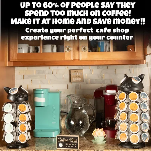 Miniatura 2 de Made Easy Kit - Organizador de almacenamiento en carrusel de 360 cápsulas de café, compatible con cápsulas Keurig K-Pods K-Cups, organizador de Gato