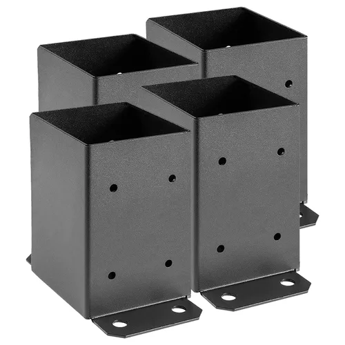 Miniatura 11 de SPACEEUP Base de Poste 4x4 2 Piezas, Tamaño Interior 3.6"x3.6" Base de Poste para Terraza, Anclaje de Poste Resistente con Recubrimiento en Polvo