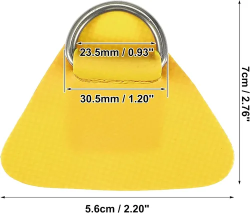 Miniatura 4 de X AUTOHAUX 4 Pcs D Ring Patch PVC Stainless Steel Triangle Shape D Ring Pad for Inflatable Boat Kayak Canoe Deck Amarillo