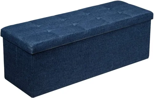 Miniatura 8 de LUARANE - Banco otomano de almacenamiento, otomana plegable de almacenamiento de 120 litros con divisor de metal, baúl de almacenamiento con asiento
