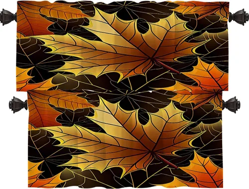 Miniatura 70 de Shrahala Art Nouveau Floral Pattern Blackout Curtain Tiers, Delicate Vine and Flower Design Kitchen Valance Light Blocking Tier Drapes with Rod