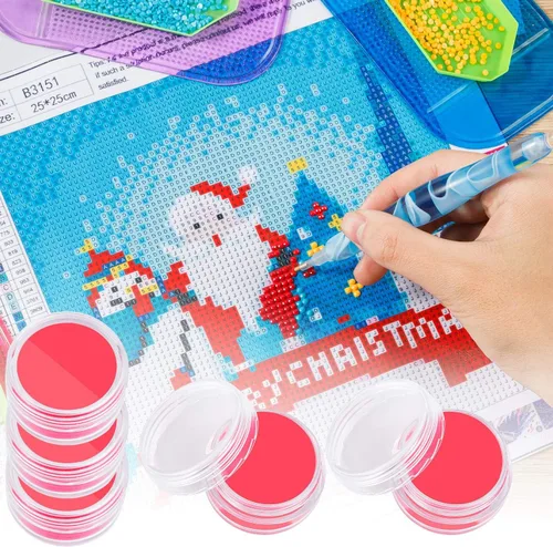 Miniatura 2 de 20 piezas de repuesto de cera de arte de diamante, pegamento rojo, cera de arte de diamante con 10 cajas de almacenamiento de arcilla para pintura