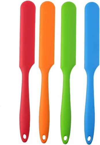 Juego de 4 espátulas de silicona resistentes al calor, para tartas, crema y mantequilla, espátulas para mezclar, raspador de masa antiadherente,