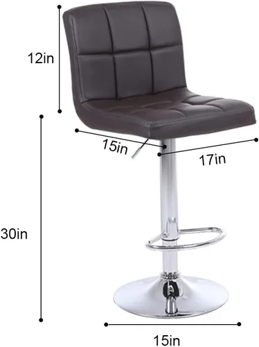 Miniatura 3 de Taburetes de bar ajustables de altura de mostrador, juego de 2 taburetes de cocina, sillas modernas de cuero sintético giratorio con respaldo Marrón