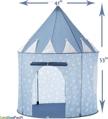 Miniatura 5 de Tienda de campaña y luces de castillo para niños, juguete de casa de juegos para niños, 41 x 53 pulgadas, azul