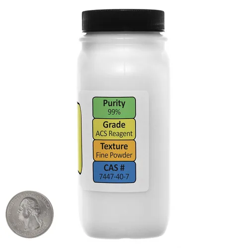 Miniatura 2 de Cloruro de potasio [KCl] 99% ACS grado polvo 1 libra en dos botellas ahorradoras de espacio