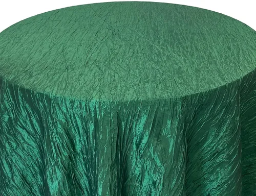 Miniatura 3 de YOUR CHAIR COVERS - Mantel redondo de tafetán arrugado de 120 pulgadas - Verde cazador, mantel de mesa brillante arrugado para bodas, fiestas