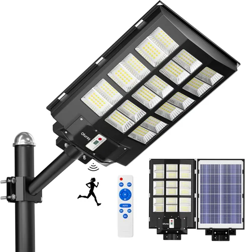 Miniatura 10 de Ofuray Of-9800W Luces solares de calle para exteriores, luces solares de seguridad con control remoto para estacionamiento, 6500K, impermeables