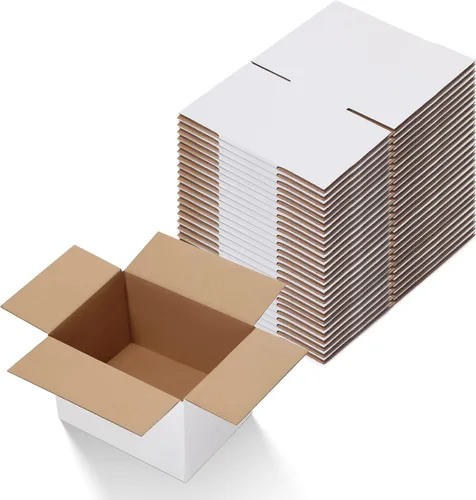Miniatura 31 de Calenzana Juego de 40 Cajas de Envío 8x6x6, Caja de Cartón Corrugado Blanco para Envío, Embalaje de Regalos, Pequeña Empresa