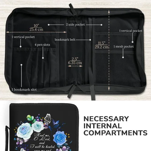 Miniatura 12 de DEHITE Funda para la Biblia para mujer, bolsas de transporte de la Biblia, tamaños medianos y grandes, ranuras para bolígrafos, tela de primera