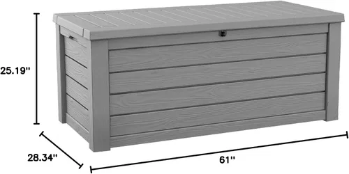 Miniatura 10 de Keter Westwood 150 - Caja de almacenamiento grande de resina de 150 galones para muebles de patio, cojines de exterior, herramientas de jardín