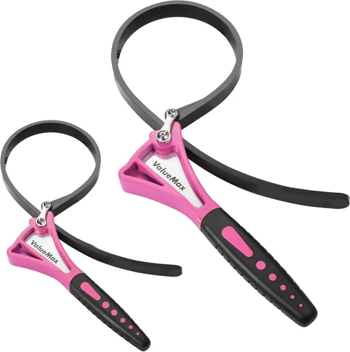 Miniatura 7 de ValueMax Juego de llaves de correa de 2 piezas, llave de filtro de aceite ajustable con diámetro máximo de 4 pulgadas (pequeño) y 6 pulgadas Naranja