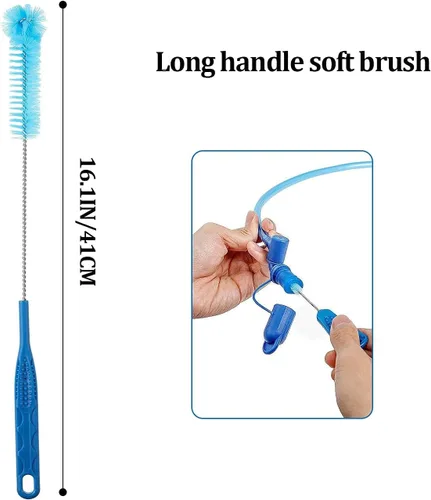 Miniatura 5 de Kit de limpieza de vejiga de hidratación, juego de limpiador de vejigas de agua con cepillo largo flexible para manguera, válvula de mordida pequeña