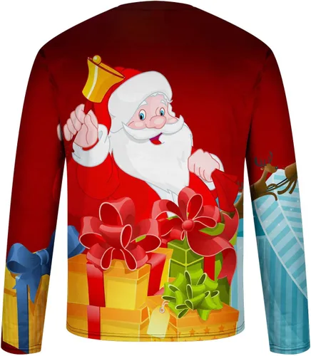 Miniatura 4 de Men's Christmas Print Pullover Distressed Santa Graphic Sweatshirt Lightweight Quick Dry Shirt Flowy Long Sleeve Top