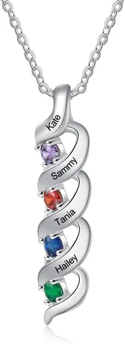 Gemszoo Personalized Twisted Name Necklace with Simulated Birthstones Mother Daughter Pendant Gifts for Women Mom Grandma