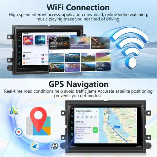 Miniatura 3 de 2+64G Radio estéreo para coche para Ford F150 con CarPlay inalámbrico Android Auto 7 "pantalla táctil Bluetooth audio con navegación GPS espejo