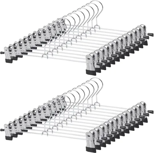 GoodtoU Perchas para pantalones, paquete de 30 perchas para faldas con clips, ganchos de metal para pantalones, clips para hombres, mujeres, niños,
