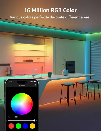Miniatura 8 de Lepro SE1 AI - Tira de luces LED inteligentes – Tiras de luz RGB que cambian de color de 16.4 pies con control de aplicación, iluminación generada