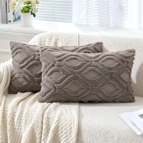 Miniatura 57 de MIULEE - Juego de 2 fundas de almohada de lana sintética suave y afelpada, fundas decorativas de estilo bohemio para sofá, sala de estar, cama, 18 x