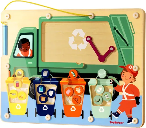 TOP BRIGHT Juego de clasificación de laberinto magnético de colores, juguetes Montessori para regalos de niños de más de 3 años, juego de reciclaje