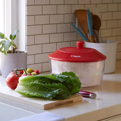 Miniatura 5 de Ozeri Molinillo de ensalada Fresca hecho en Italia y tazón para servir, sin BPA Rojo