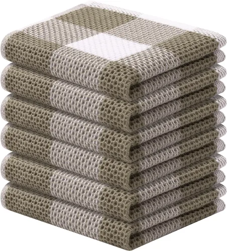 Miniatura 28 de Mordimy Toallas de cocina 100% algodón con tejido de gofre, 13 x 28 pulgadas, paños de cocina súper suaves y absorbentes para secar platos, paquete