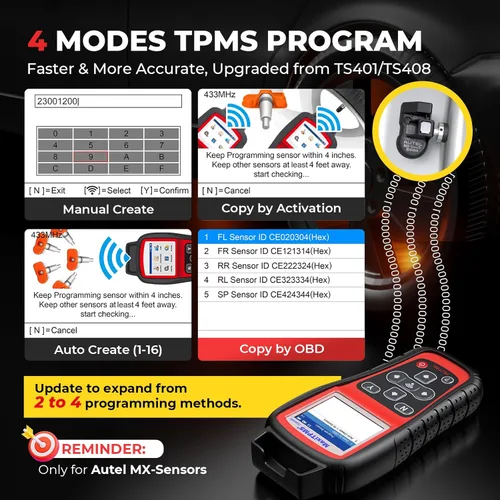 Miniatura 3 de Autel MaxiTPMS TS508WF TPMS Herramienta de programación, WiFi 2026 Ver. de TS508 TS501 Pro TS408S, sensores TPMS Program Autel (315/433MHz), TPMS