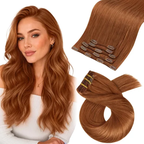 Miniatura 79 de Moresoo Extensiones de cabello humano Remy con clip, color rubio platino, extensiones de cabello humano real de doble trama, color rubio #60, 18