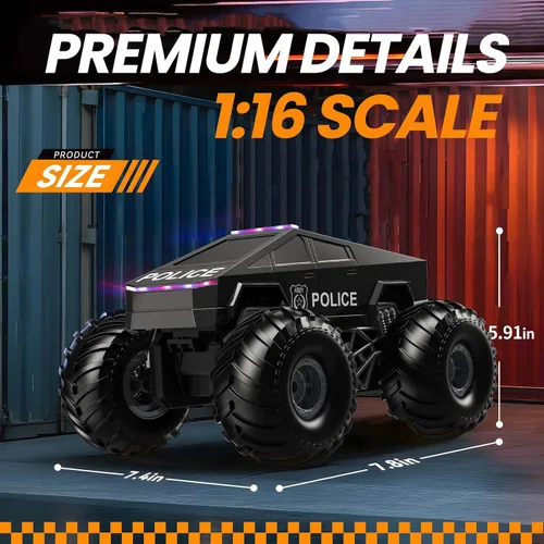 Miniatura 6 de Auto de Control Remoto Cyber Camión RC Juguete, 1:16 2.4GHz 4WD Todoterreno Anfibio Impermeable Camión Monstruo para Todo Terreno, Regalos