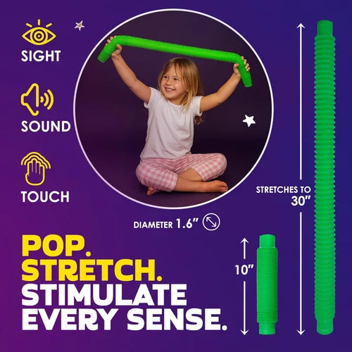 Miniatura 2 de Nutty Toys Tubos Pop Jumbo - Juguetes Sensoriales XL para Niños de 5+ - Creatividad y Diversión Sin Fin Paquete de 8 - ¡Conecta y Pop! Mejor