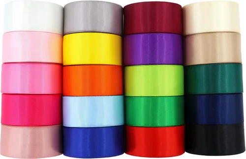 Miniatura 4 de Cinta de satén de doble cara de 1 pulgada, 20 cintas de color sólido, 1 pulgada x 2 yardas cada una total de 40 yardas por paquete, para envolver