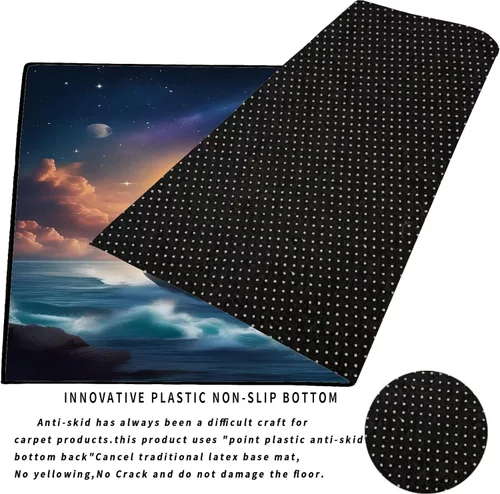 Miniatura 6 de Alfombra de galaxia de 2 x 3 pies, alfombra espacial para niños y niñas, dormitorio, sala de estar, océano, transbordador, barco, alfombra de noche
