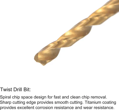 Miniatura 4 de uxcell 4-40 UNC Straight Flute Thread Tap y 0.091 in Twist Drill Broca Set, titanio plateado 6542 Acero de alta velocidad Brocas de perforación