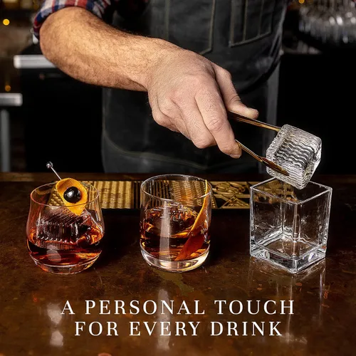 Miniatura 2 de Bandeja de Diseño para Hacer Cubitos de Hielo Transparentes - Molde Moderno para Bourbon y Cócteles en 5 Segundos - Molde de Cubo de Whisky Sellado