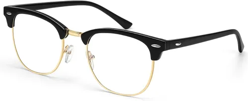 NSSIW Gafas de luz azul para mujeres y hombres, gafas avanzadas para computadora, gafas de juegos, gafas semi sin montura 01 Negro brillante/Borde