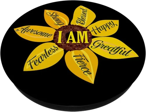 Miniatura 2 de Inspirational Quote Apparel Inspirational Gifts - Soporte para teléfonos y tabletas, diseño de girasoles, Negro
