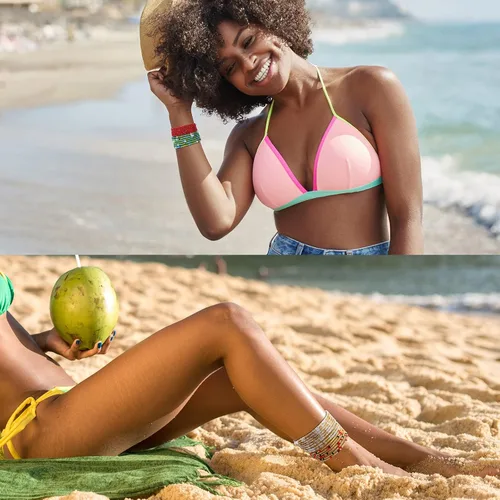 Miniatura 17 de 4 cuentas de cintura africana hechas a mano de 50 pulgadas para mujer, no elásticas (corbata)