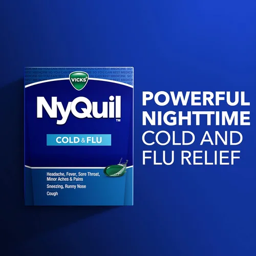 Miniatura 3 de Vicks NyQuil - Medicina de venta libre para el resfriado y la gripe, potente alivio nocturno multisíntoma para dolor de cabeza, fiebre, dolor