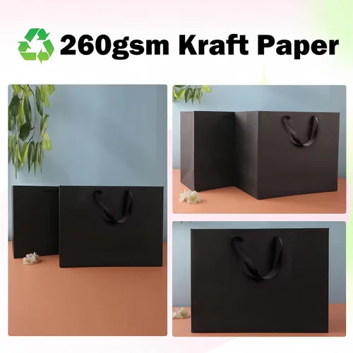 Miniatura 4 de Paquete de 4 bolsas de regalo negras extra grandes, bolsas de regalo grandes con papel de seda, 16 x 6 x 12 pulgadas, bolsas de regalo para pequeñas