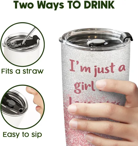 Miniatura 9 de 34HD Solo una chica que ama a los cerdos Taza con tapa de 20 onzas, taza de granjero aislada al vacío, regalos para mujeres amantes de los cerdos